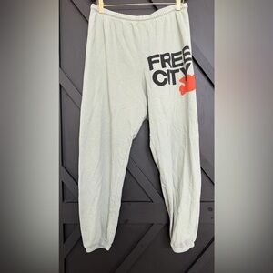 Freecity Cotton Logo Sweatpants in Gray/Orange, Size XL